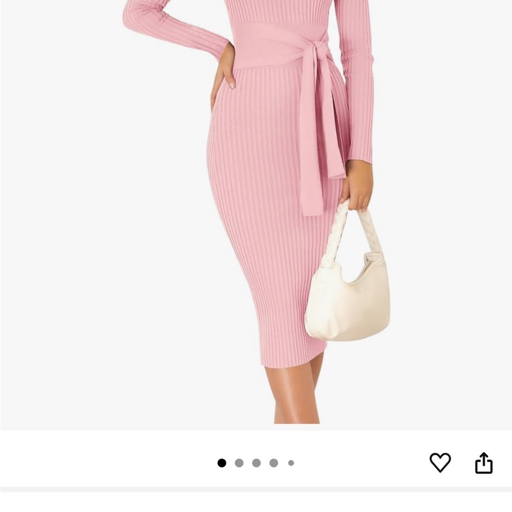 Chic Long Sleeve Pink Knit Dress
